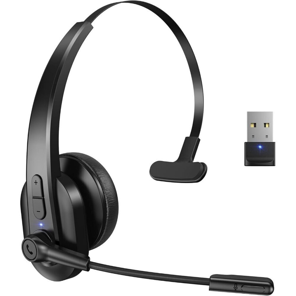 Bluetooth Headset with USB Dongle for Computer, Single-Ear Wireless Headset with